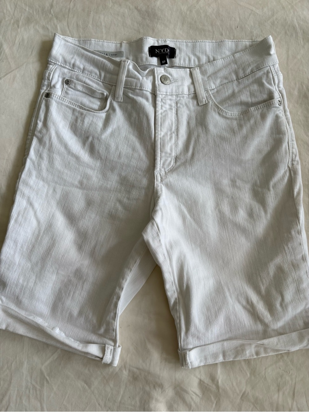 NYDJ Women’s White Denim Jean Shorts stretchy fitted
